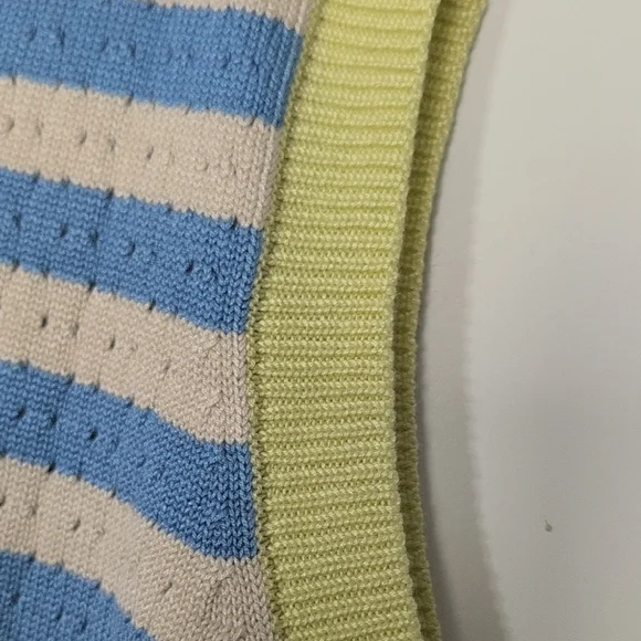 Striped Blue and Yellow Sleeveless Top - Picture 3 of 5